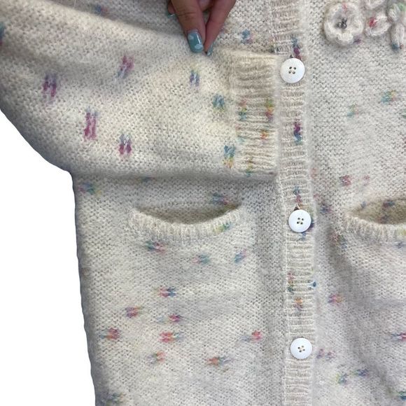 LoveShackFancy Emmanuelle Cardigan Moonrise Sweater Alpaca S Cream Long Flowers - Picture 8 of 14